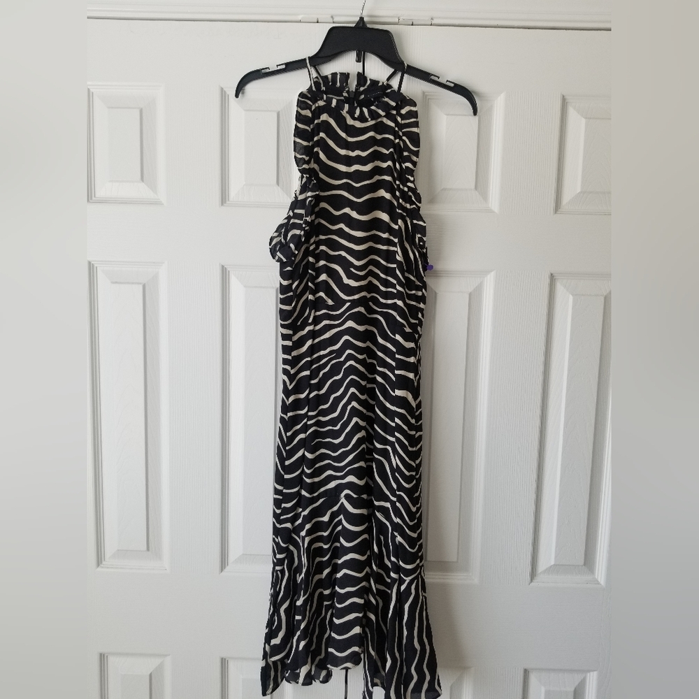Zebra Print Halter Midi Dress